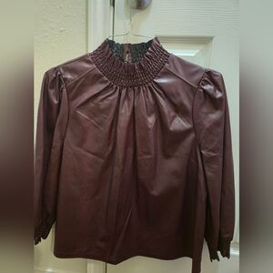 Chic Burgundy Leather Blouse
